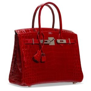 SHINY ROUGE NILOTICUS CROCODILE BIRKIN 30 WITH PALLADIUM HARDWARE